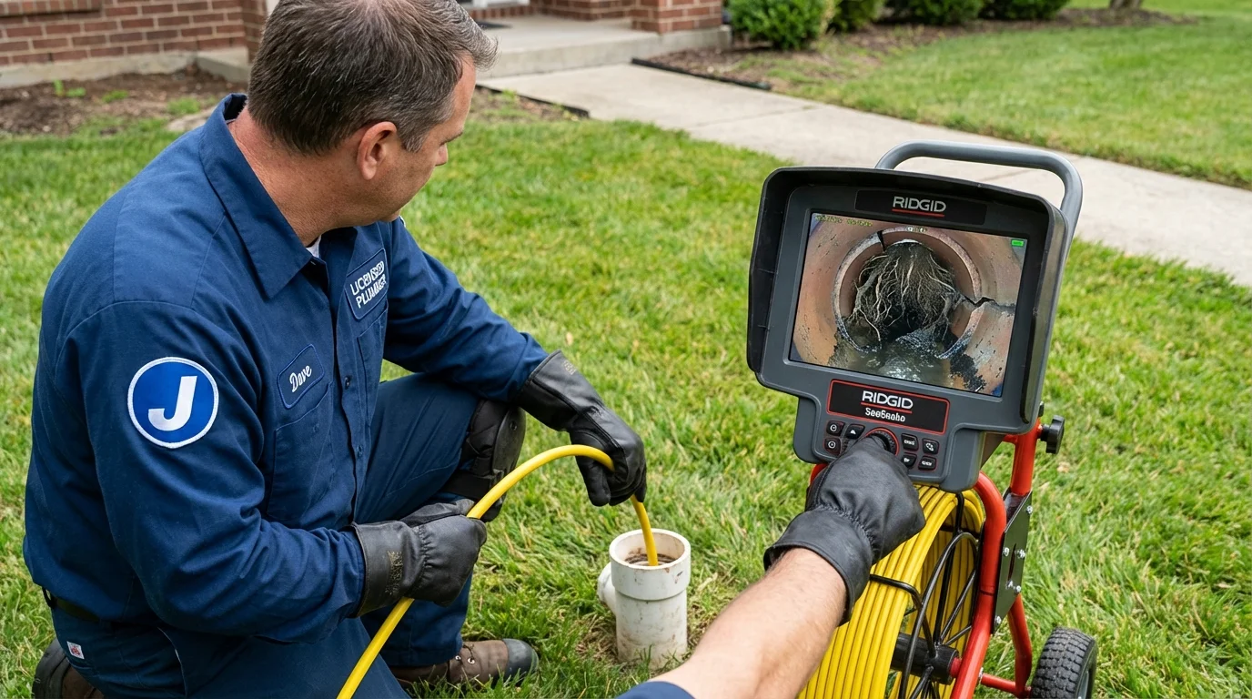 Sewer camera inspection being performed by Johns Plumbing LLC in Delmar